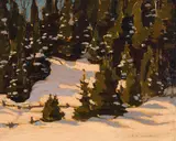Wood Interior, Winter, Algoma District by A. Y. Jackson, 1921, oil on board, sold Oct 2023