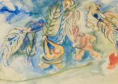 Burning Christmas Trees by Pegi Nicol MacLeod, watercolour on paper, sold Oct 2023