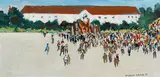 After the Trooping by Molly Joan Lamb Bobak, 1989, oil on canvas board, sold Sep 2023