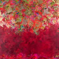 Dreams I by Barbara McGivern, acrylic and gold leaf on canvas, sold Sep 2023