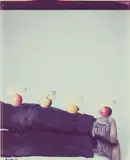 Still life - legs, 3 plastic fruits and 1 real fruit by Iain Baxter, 1980, chromogenic Polaroid, sold Sep 2023