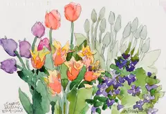 Jardin Bon Accueil by Claude A. Simard, watercolour and graphite on paper, sold Sep 2023