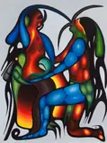 The Family Spirit by Cecil Youngfox, 1980, acrylic on canvas, sold Aug 2023