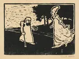 Prinzess und Bettler by Emil Nolde, 1906, Holzschnitt auf bräunlichem Bütten, sold Jun 2013