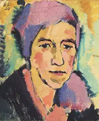 Portät Maria W by Else Lohmann, 1920, Öl auf Karton, auf Hartfaser aufgezogen, sold Jun 2013