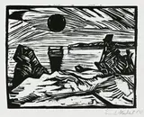 Sonnenaufgang by Erich Heckel, 1914, Holzschnitt auf Bütten, sold Dec 2012