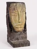 Kopf 124 by Dietrich Klinge, 1999, Bronze mit brauner Patina, vorderseitig bemalt. Höhe: 46,5 cm (18 ¼ in.), sold Nov 2011
