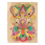 Untitled (face and foliage) by Minnie Evans, Oil crayon and graphite on paper, sold Sep 2025