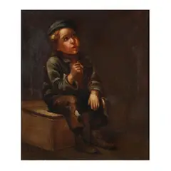 A Young Urchin by John George Brown, Oil on canvas, sold Sep 2025