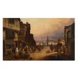 Medieval Market Scene by E. V. Hampe, Oil on canvas, sold Sep 2025