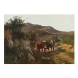 Herder and Cattle Along a Path by Clement Charles Henri Quinton, Oil on canvas, sold Sep 2025