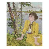 Young Woman in Yellow by the Water by Suzanne Eisendieck, Oil on canvas, sold Sep 2025
