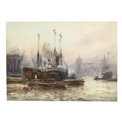 The Lower Pool, London by Frederick William Scarborough, Watercolor heightened with white on paper, sold Sep 2025