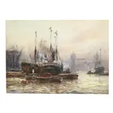 The Lower Pool, London by Frederick William Scarborough, Watercolor heightened with white on paper, sold Sep 2025