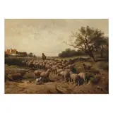 Shepherd with Flock by Frank Brissot, Oil on canvas, sold Sep 2025