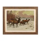 Family Herd of Deer in the Snow by Georges Rötig, Oil on canvas laid on board, sold Aug 2025