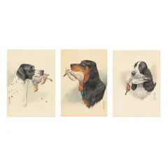 Three Sporting Dog Portraits by Boris Riab, Each a watercolor on paper, sold Aug 2025