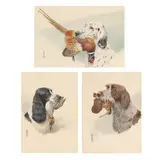 Three Portraits of Sporting Dogs by Boris Riab, Each a watercolor on paper, sold Aug 2025