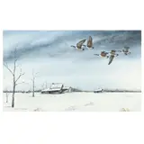 Geese Over a Winter Landscape by Gary Freeman, Watercolor and gouache on paper, sold Aug 2025