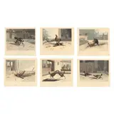 Set of Six Cock Fighting Prints by Newton Smith Fielding, Each a hand colored etching and aquatint, sold Aug 2025