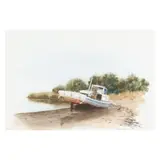 Fishing Boat on the Shore by J. Robert Burnell, Watercolor on paper, sold Aug 2025