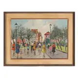 Parisian Street Scene with Figures by Bruno Cazou, Oil on canvas, sold Aug 2025