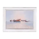 Cargo Ships Close to Shore by Gerrit Roon, Oil on canvas board, sold Aug 2025
