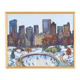 New York Cityscape with Ice Skating Rink by Konstantin Bokov, Oil on canvas, sold Aug 2025