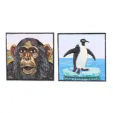 Monkey / Penguin on Iceberg (Two Works) by Konstantin Bokov, Each an oil on canvas, sold Aug 2025