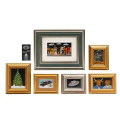 Seven Miniature Paintings, Holiday Theme by Charles Wehringer, Each an oil on board, sold Aug 2025