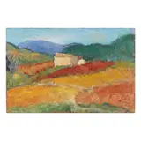 Landscape with Farm House by Anna Costa, Oil on masonite, sold Aug 2025