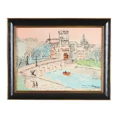 Along the Seine by Charles Cobelle, Oil on canvas, sold Aug 2025