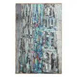 Abstract Composition by Sabine Hettner, Oil on burlap canvas, sold Aug 2025