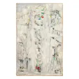 Abstract Composition by Sabine Hettner, Oil on burlap canvas, sold Aug 2025