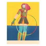 Girl with Hoop (from the Fun City Portfolio ) by Richard Lindner, Lithograph in colors, sold Aug 2025