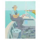 Seated Fisherman by Claude Howell, Serigraph in colors, sold Jul 2025