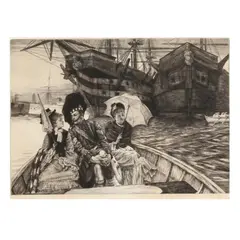 Entre les Deux Mon Coeur Balance (How Happy I Could Be with Either) by James Tissot, Etching and drypoint on laid paper, sold Jul 2025