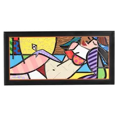 Not a Wallflower by Romero Britto, Mixed-media print on canvas with hand-embellishments, sold Jul 2025