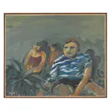 Untitled (Figures and a Plant) by Maud Gatewood, Oil on linen, sold Jul 2025