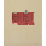Roth-Händle II (crimson) - 1975 by Robert Motherwell, Aquatinte et linogravure, rehauts rouge cramoisi et noir, sur papier artisanal Dewint cham, sold Jun 2022