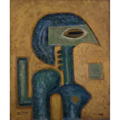 Le guerrier by Ivan Da Silva Bruhns, 1938, Huile sur panneau, sold Apr 2022
