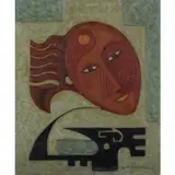 Masque rouge by Ivan Da Silva Bruhns, 1961, Huile sur panneau, sold Apr 2022