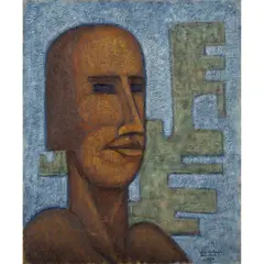 Le chef by Ivan Da Silva Bruhns, 1968-69, Huile sur panneau, sold Apr 2022