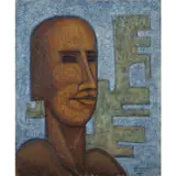 Le chef by Ivan Da Silva Bruhns, 1968-69, Huile sur panneau, sold Apr 2022