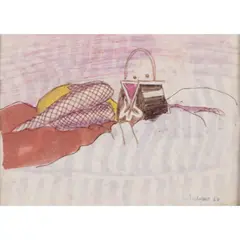 Sans titre by Gérard Schlosser, 1966, Crayon et feutres sur papier, sold Apr 2022
