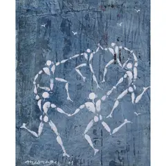 La Danse des Nus by Jérôme Mesnager, 2001, Technique mixte sur papier marouflé sur toile, sold Apr 2022