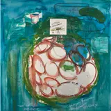 Nouveau monde by Fabrice Hyber, 2001, Technique mixte et collage sur toile, sold Oct 2022