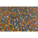 Sans titre (Grande scène de marché) by Ablade Glover, 1996, Huile sur toile, sold Nov 2022
