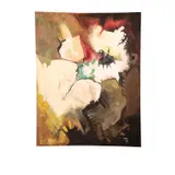 Mystère du masque by Kra N'Guessan, 1981, Gouache et collage de sable sur tapas (écorce d'arbre), sold Nov 2022