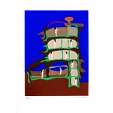Section of the art nuclei with the model rambling through the building simultaneously by Pancho Guedes, 2007, Sérigraphie, sold Nov 2022
